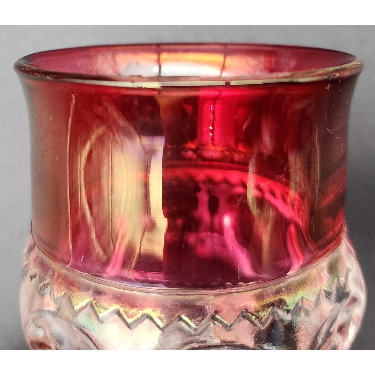 8 Kings Crown Thumbprint Ruby Flash Goblets 4.3" Vintage Glass Set