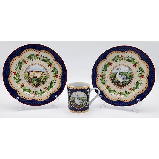 Le Jardin Farm Animal Plate & Mug Set Suzanne Nicoll Andrea by Sadek Japan