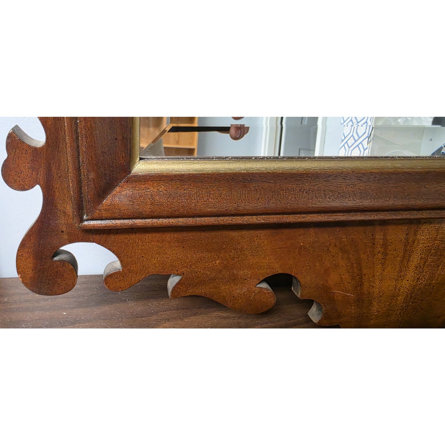 Vintage Councill Craftsmen Ornate Beveled Mirror 42x21 Mahogany Beauty