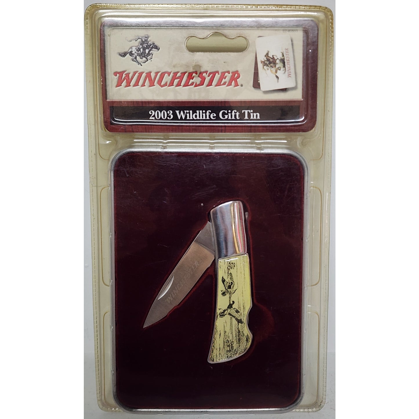 2003 Winchester Wildlife Gift Tin & Knife Set Sealed NOS Ducks Carolina Tool