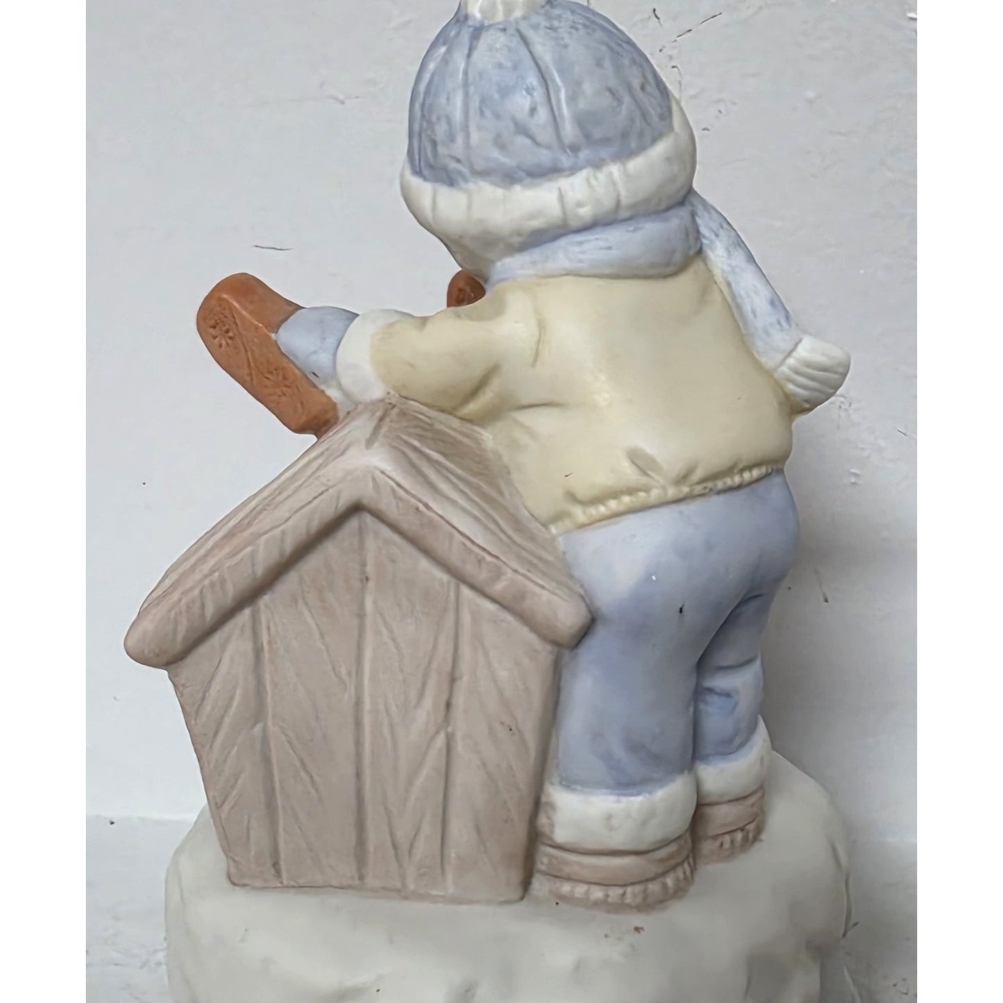 Vintage Boy & Dog Christmas Music Box Rotating Porcelain Figurine