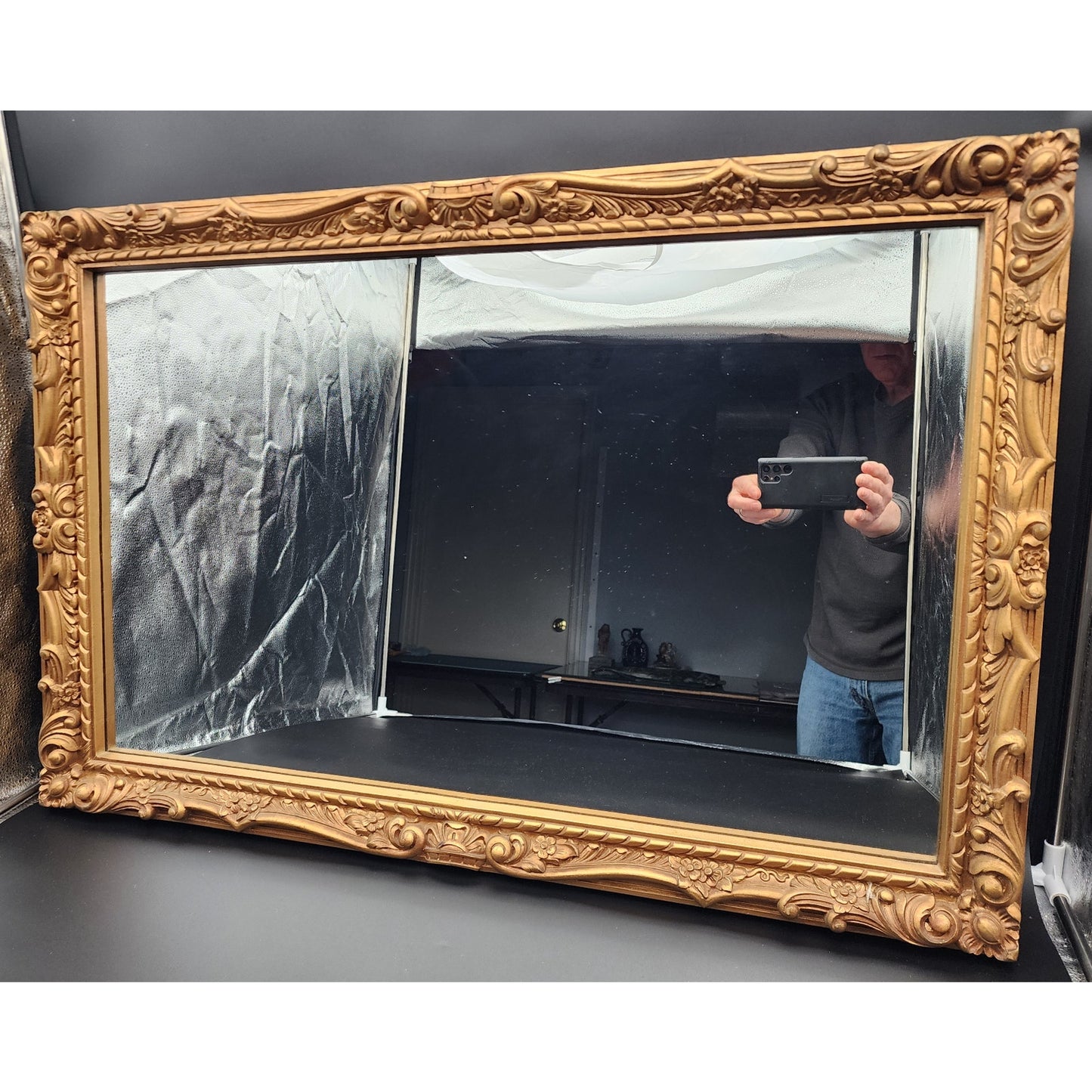 Bassett Ornate Gold Leaf Wall Mirror 35.75x23.75 Vintage Style Frame