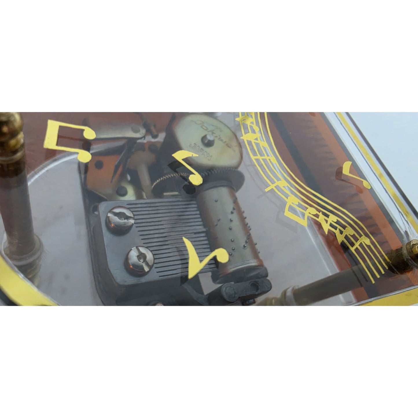 Vintage Jokiwa Japan Grand Piano Music Box Clear Amber Plexiglass Nice Works