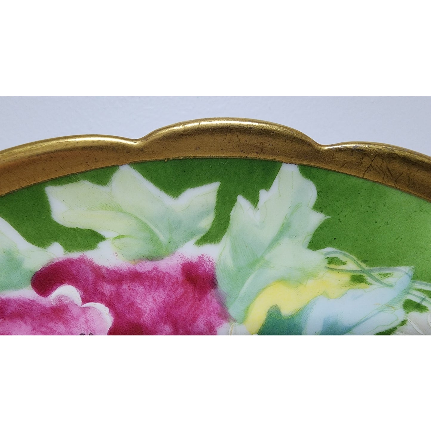 Coronet Limoges France HandPainted Porcelain Plate Roses Gold Rim Scalloped8.75"