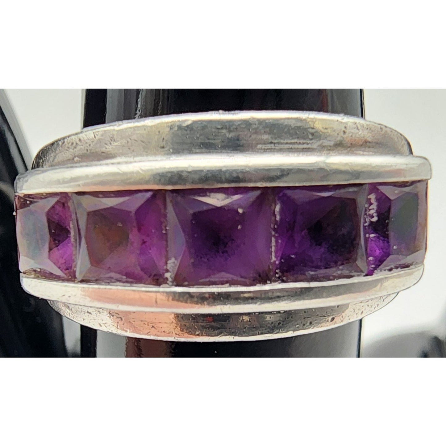 Vintage 925 Sterling Silver Amethyst Channel Ring Size Ladies 7
