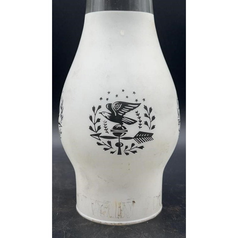 Antique Glass Oil Lamp w/ Frosted Etched Chimney 18″ Victorian Decor