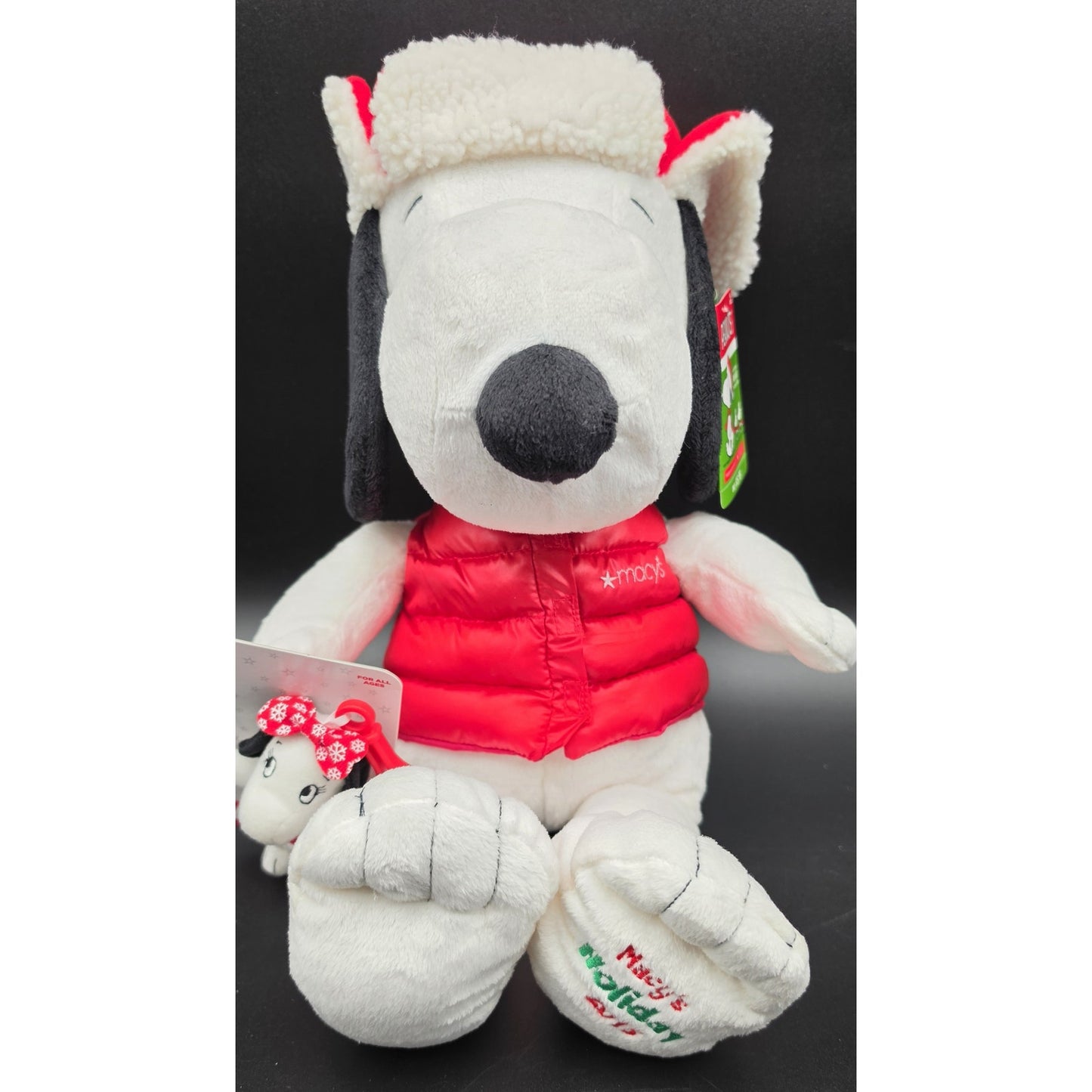 2015 Macy’s Holiday Snoopy Plush + Belle Clip • Peanuts Collectible Set
