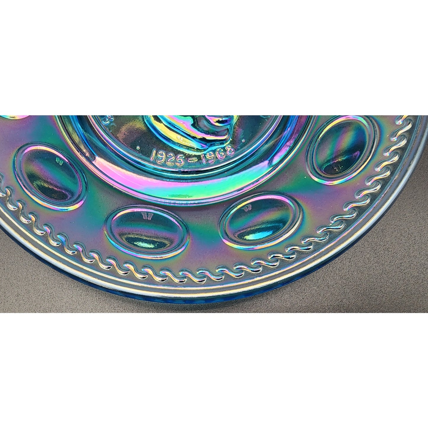 Wheaton RF Kennedy Iridescent Commemorative Plate 8" Raised Relief 1925‑1968