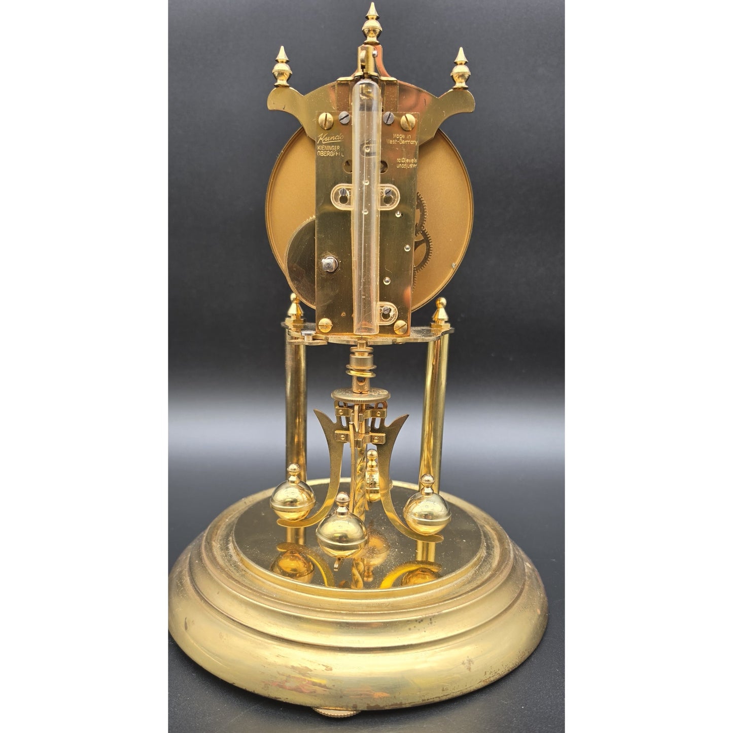 Vintage Kundo German Anniversary Torsion Clock w/ Dome – Brass – Needs Key