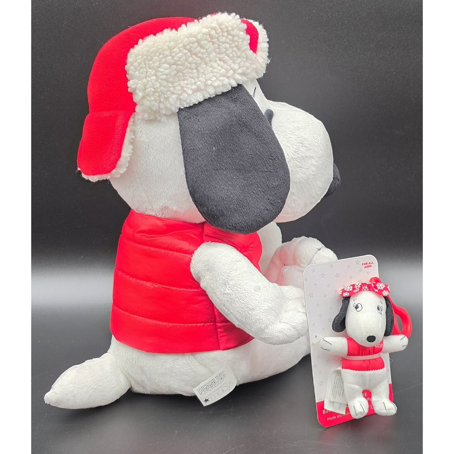 2015 Macy’s Holiday Snoopy Plush + Belle Clip • Peanuts Collectible Set