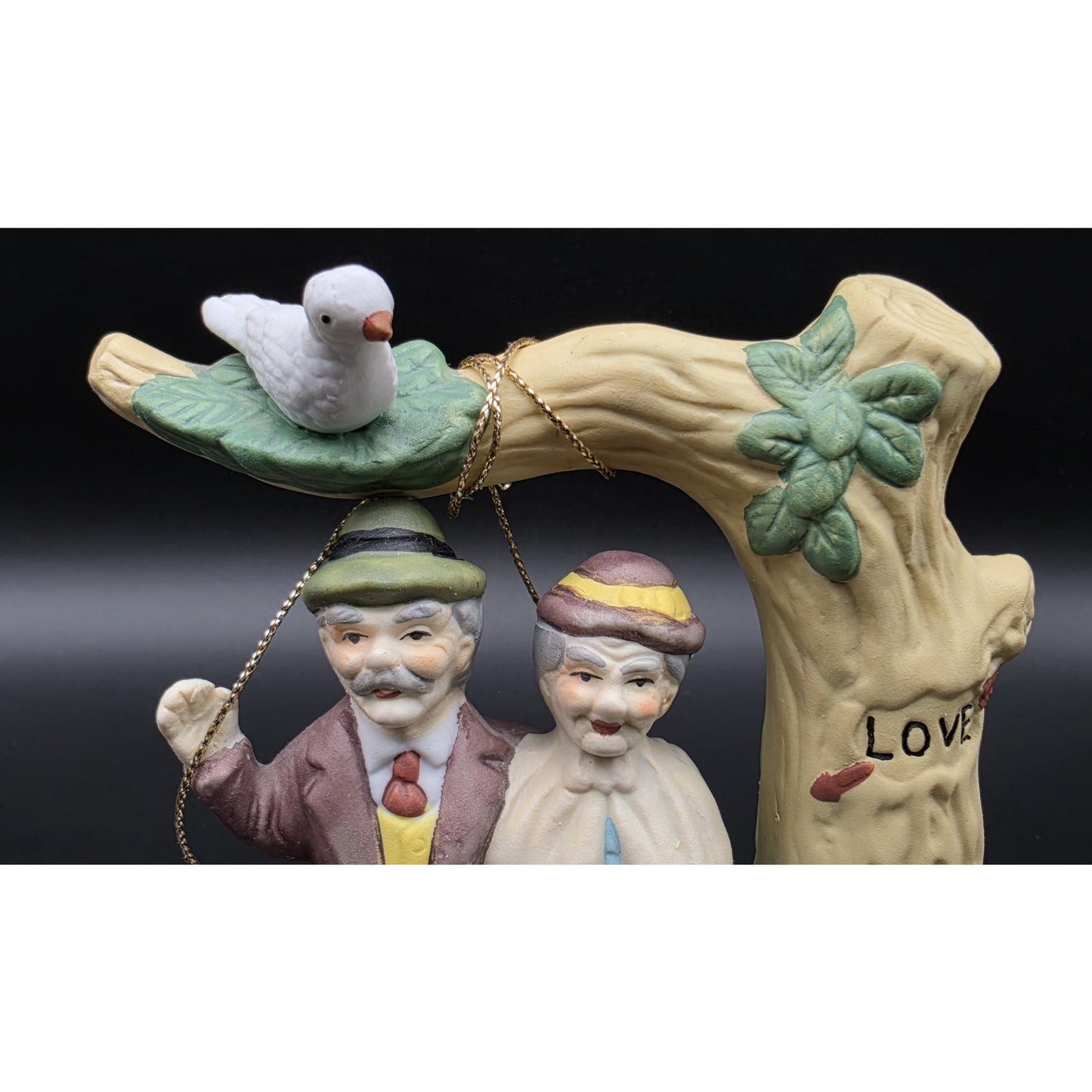 1994 Porcelain Music Box Elderly Couple Swing Rotates 360° Through The Years