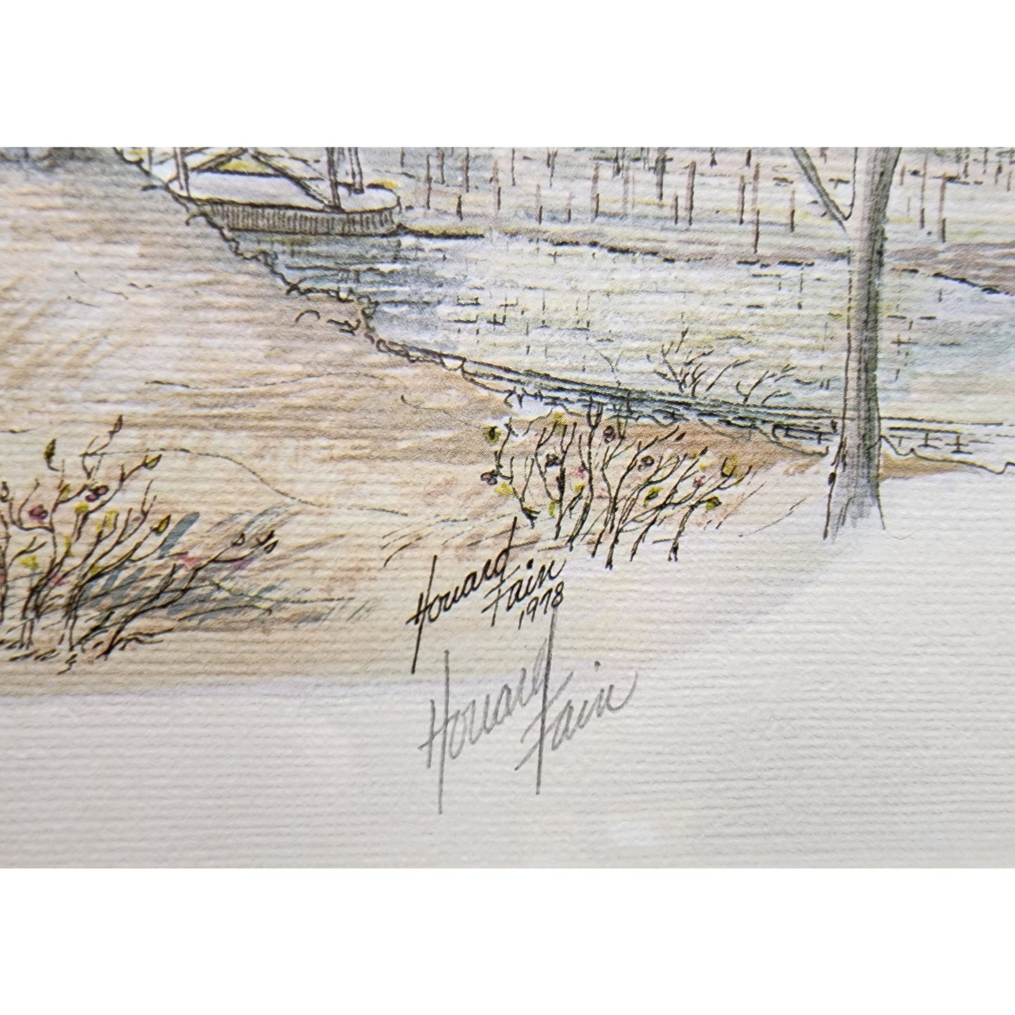 Howard Fain Signed No. 4501 on High Bridge Print w/ Rustic Frame Kentucky