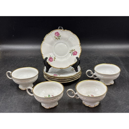 Set of Hutschenreuther Selb Pasco “The Dundee” 4 Tea Cups & 5 Saucers
