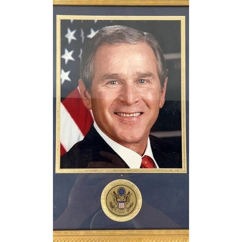 Pres. George W. Bush Framed Photo  Gold Seal  12.5x15.75"  Ready to Hang