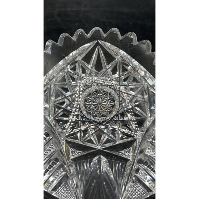 VTG Violetta Lead Crystal Bowl & Libbey Cut Glass Oval Serving Dish Starburst
