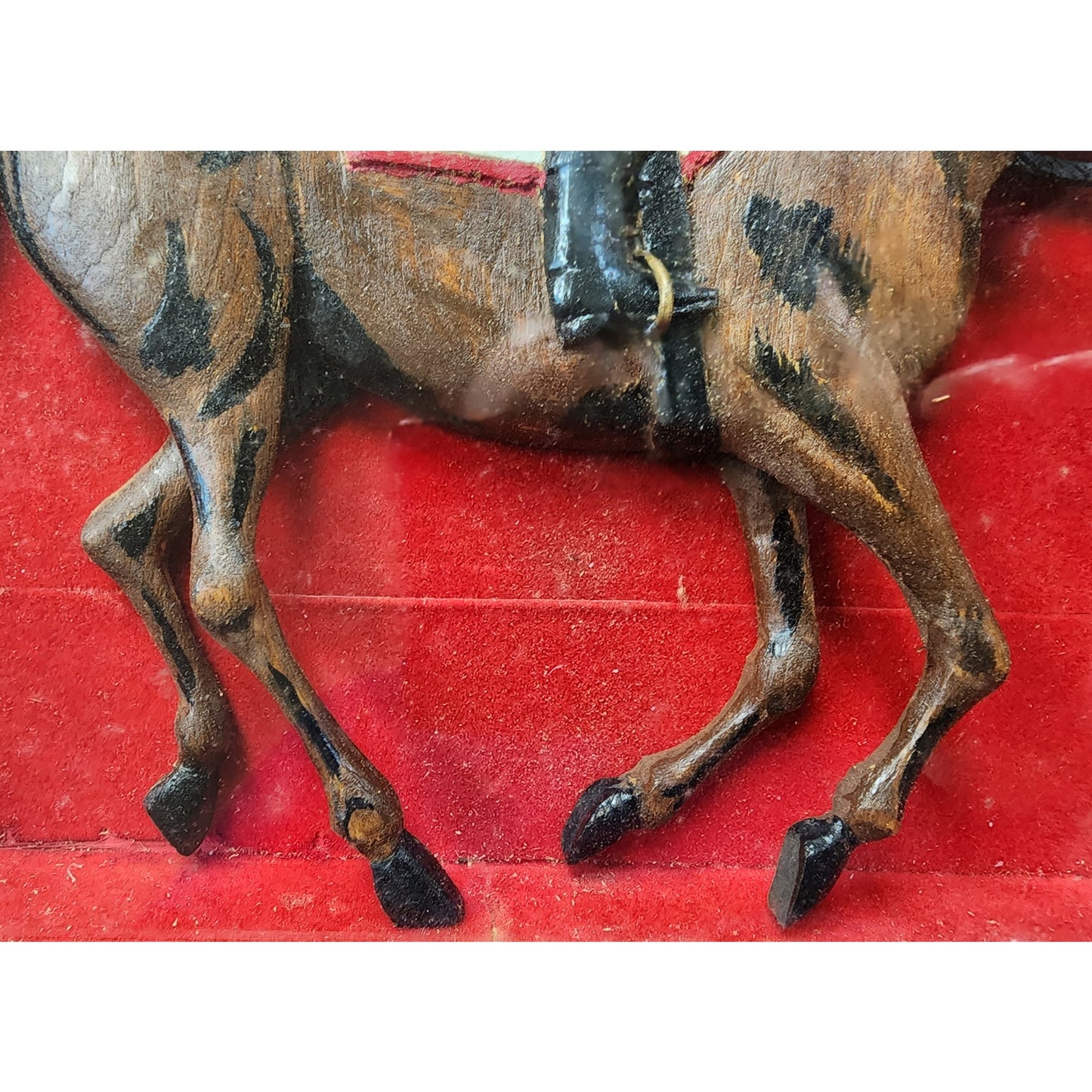 Vintage Bud Ware Racing Colours Hand Carved Horse & Jockey Shadowbox Wood Art