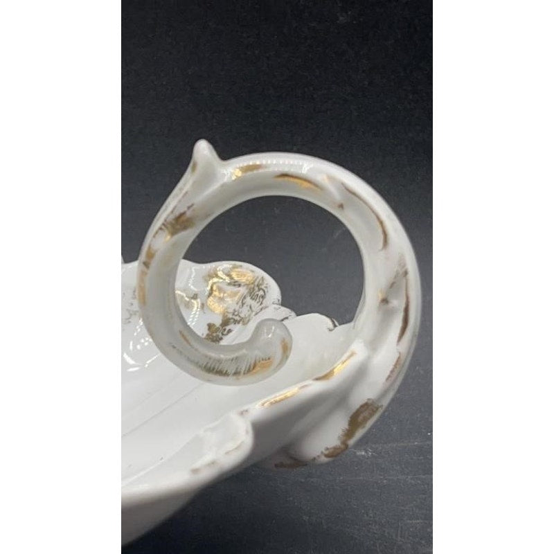 Royal Bavarian Finger Loop Bowl 7" Scalloped Rim Gold Gilt Mythological Scene