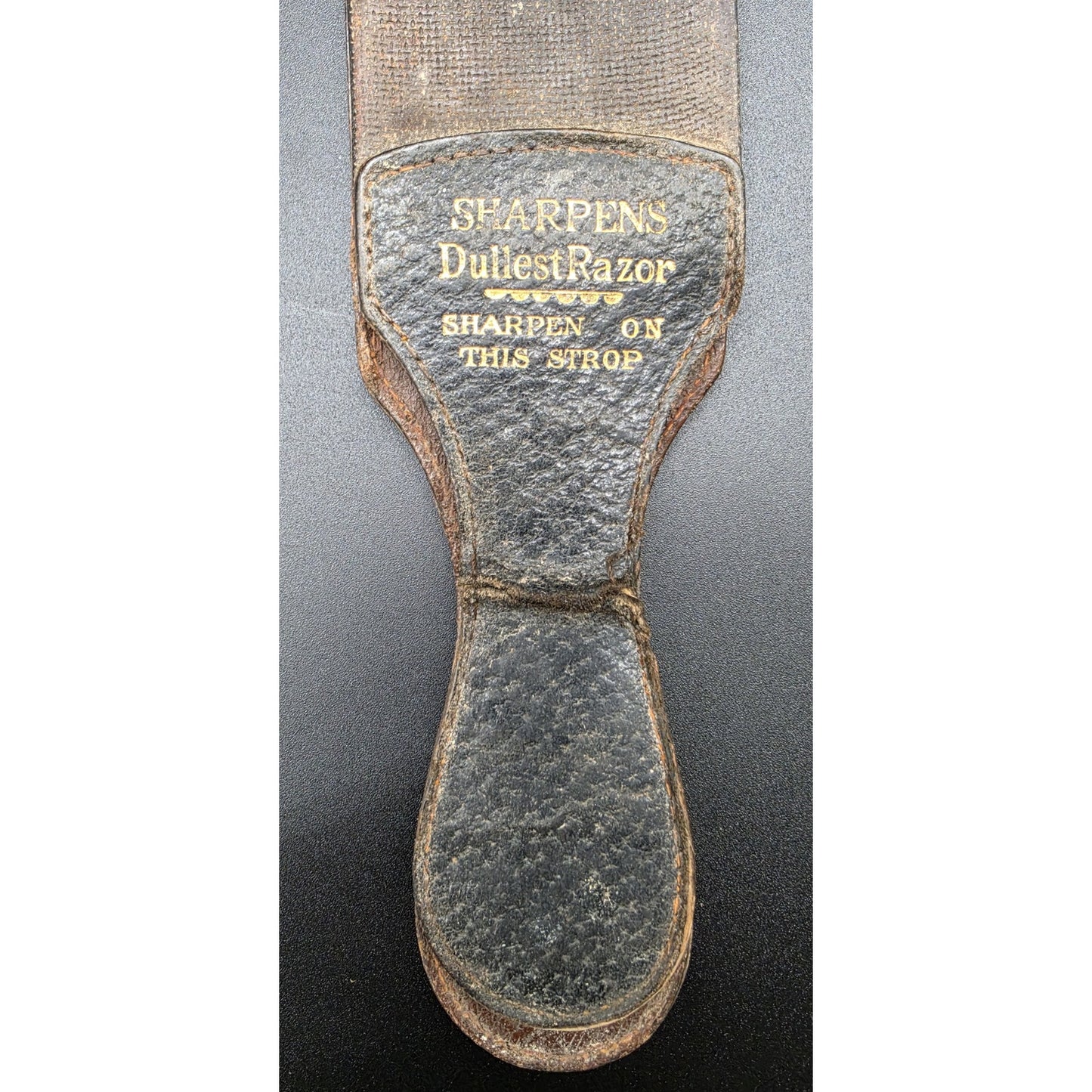 Vintage Illinois Barber Razor Strop 6534 Two‑Sided Leather w/ Brass Ring