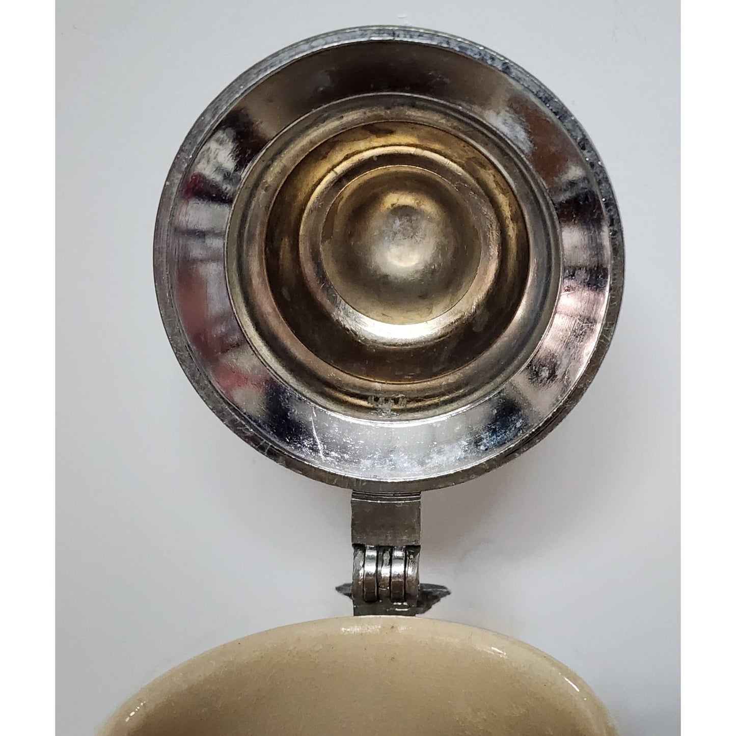 Vintage German Beer Stein Pewter Lid Hand Painted Relief 9.5" Heavy Ceramic