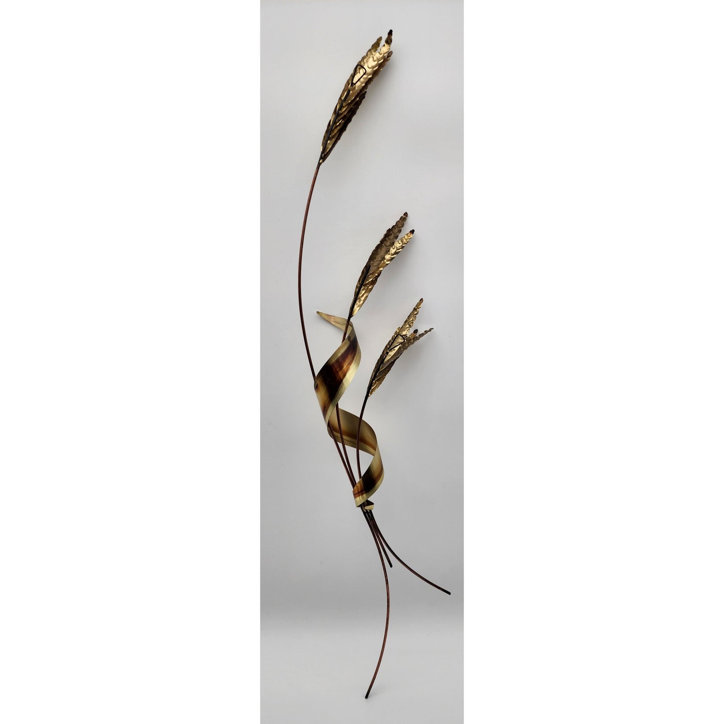 Vintage Brass & Copper Wheat Wall Art Pair – 31" Metal Sculptures Left/Right