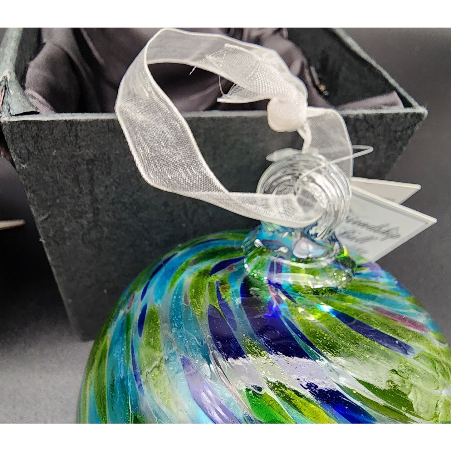 Vintage Giftcraft Friendship Balls Pair w/ Boxes – Handblown Art Glass 3.5"