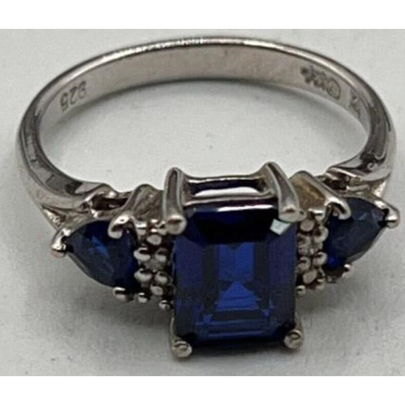 2 Vintage Sterling Silver Rings Size 7 w/ Diamonds & Gemstones + Gift Box