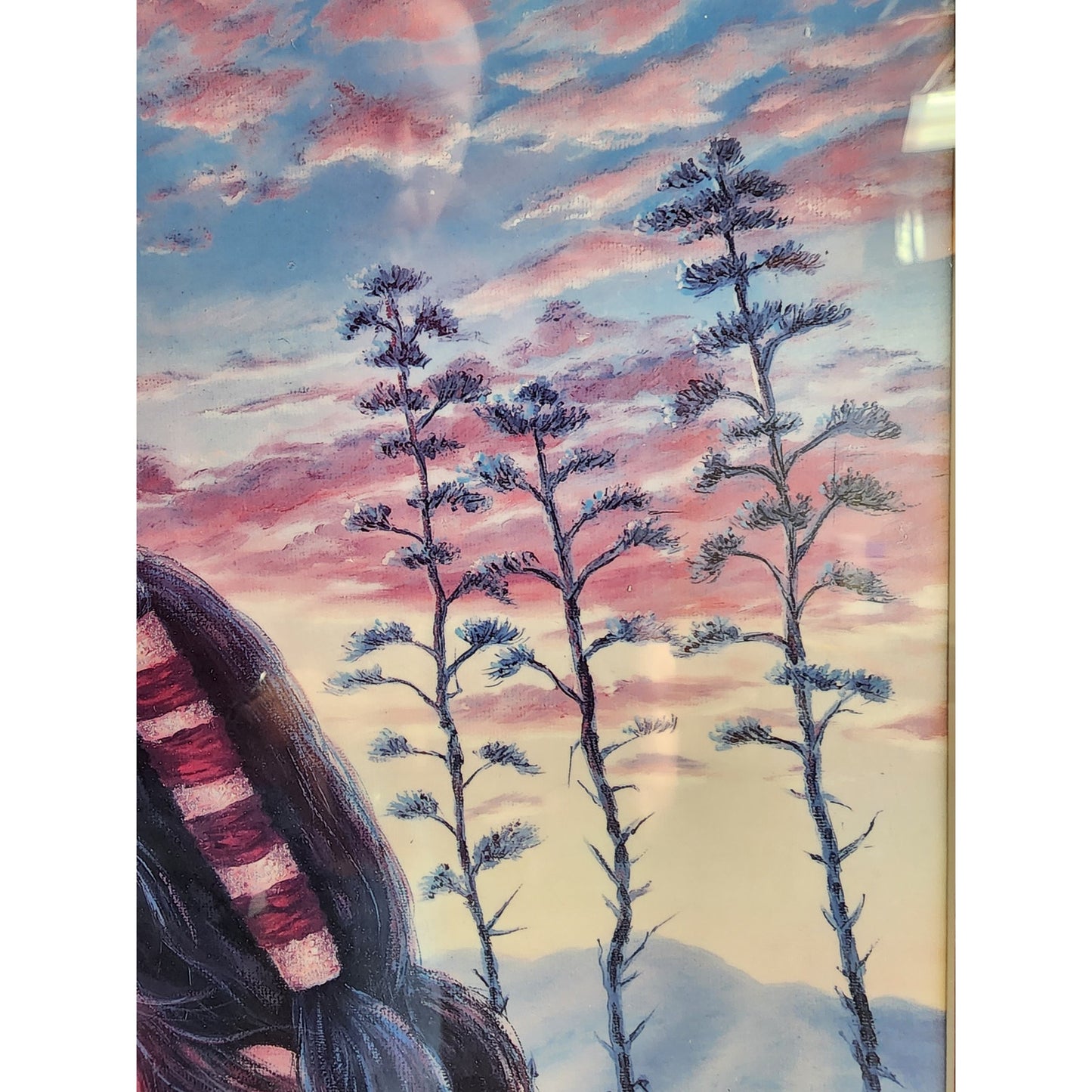 VTG Jonnie’ Ko Kostoff Signed Serigraph Native American Girl w/ Wolf Pup 1990