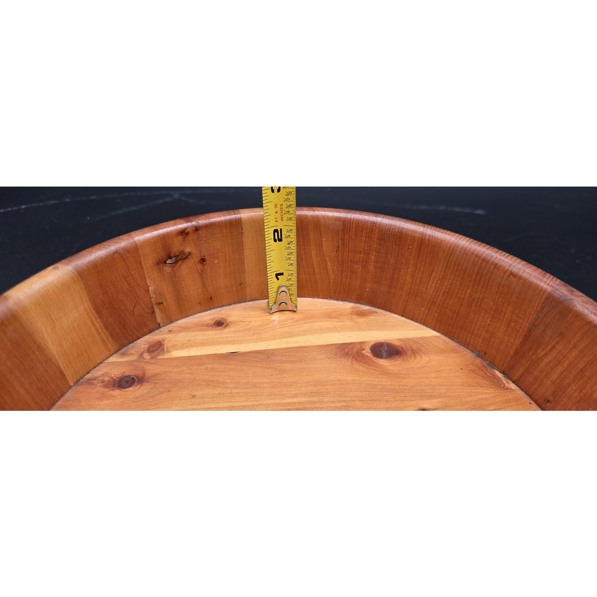 Vintage Japanese Wood Hangiri Sushi Oke Basin Bowl 10" Tray Bamboo Hoops Signed