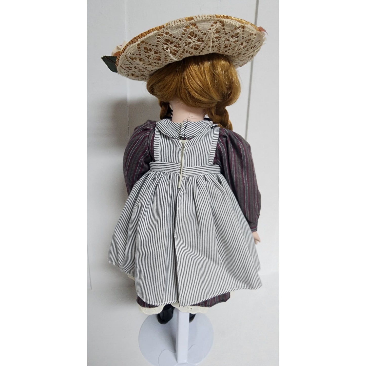 Vintage 1990s Tender Hearts Treasures “Laura” Porcelain Doll w/ Straw Hat & Glasses