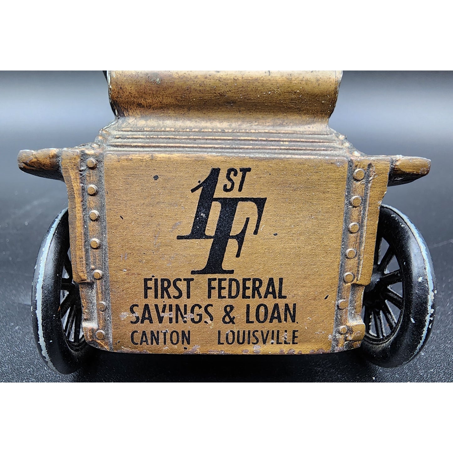 Vintage Brass Die‑Cast Car Bank First Federal Savings & Loan Canton Louisville