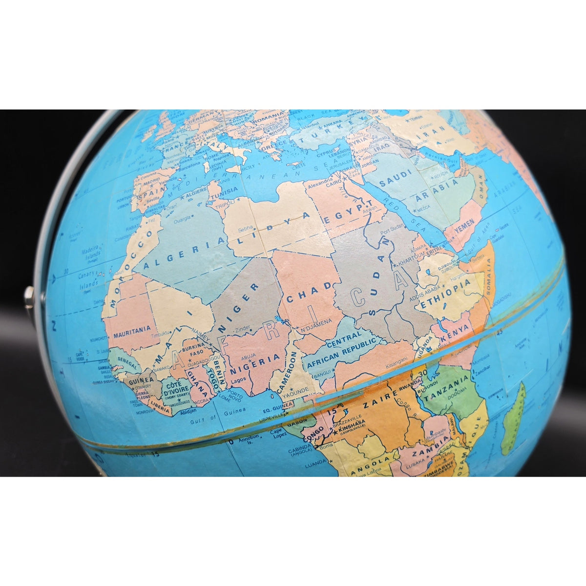 Vintage Concept 16" Blue Ocean World Globe Rotating Stand Modern Educational