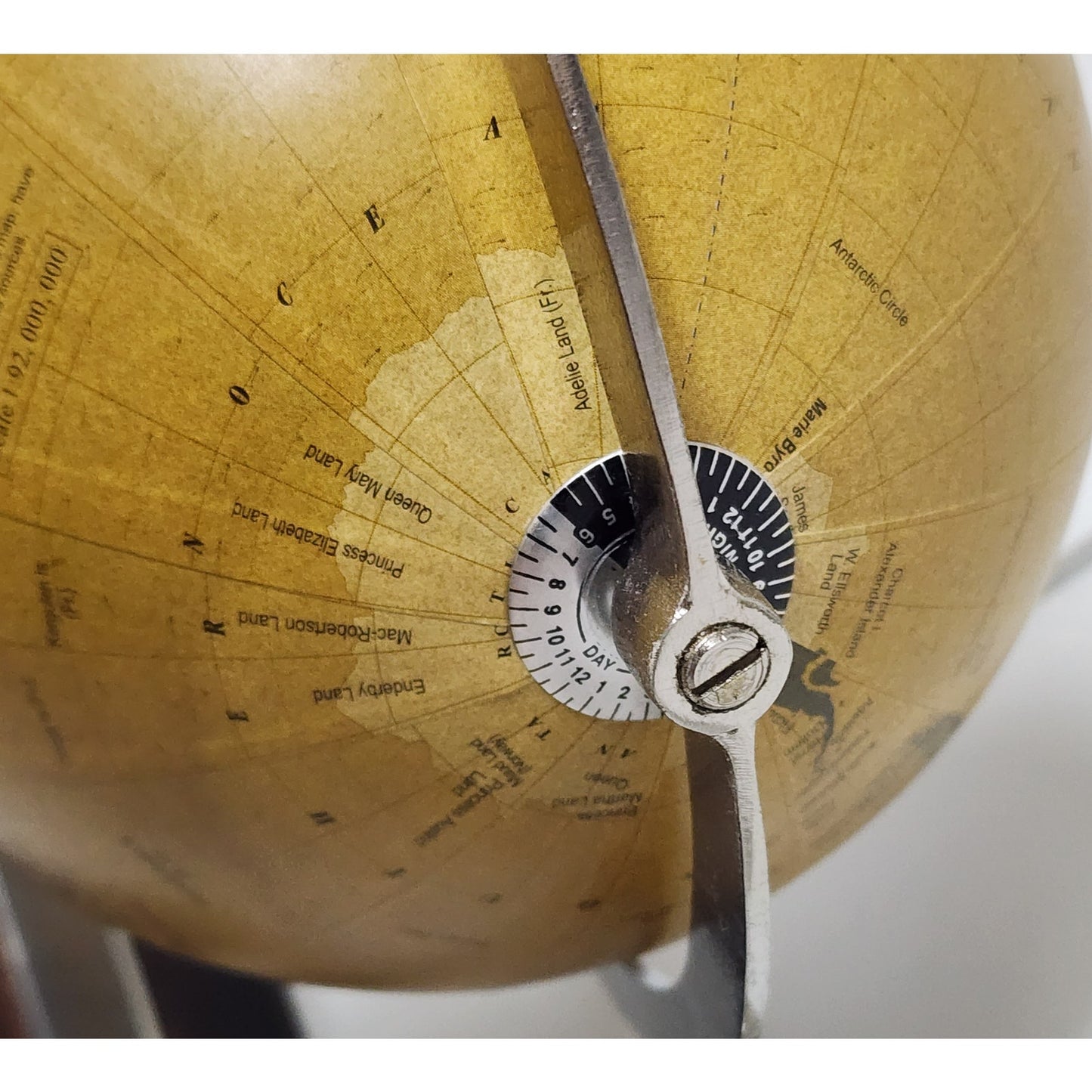Vintage 360° Rotating World Globe on Walnut Base w/ Nickel Axis Rings