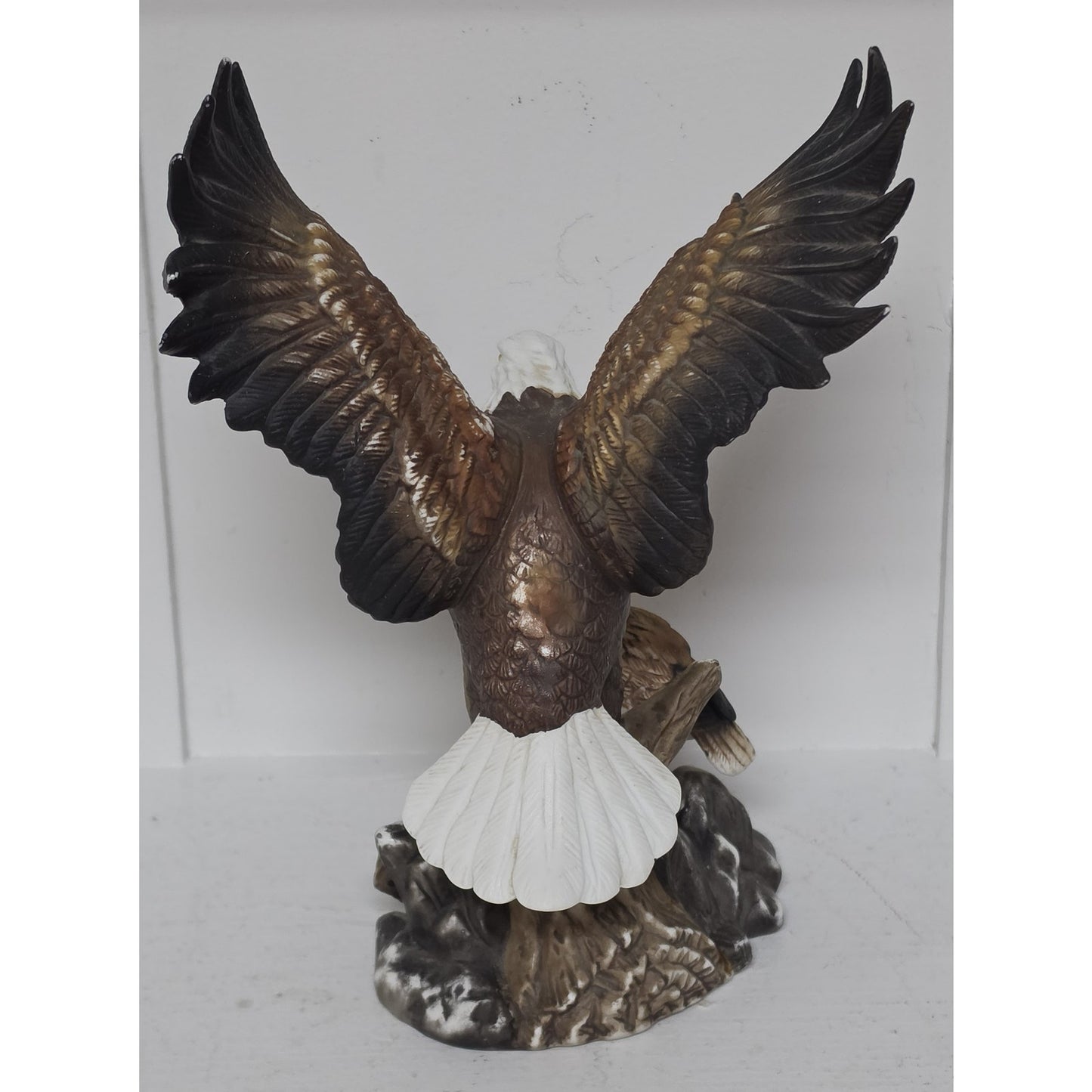 Vintage Taiwan Hand Painted Eagle & Fledgling Porcelain Figurine 8.5"