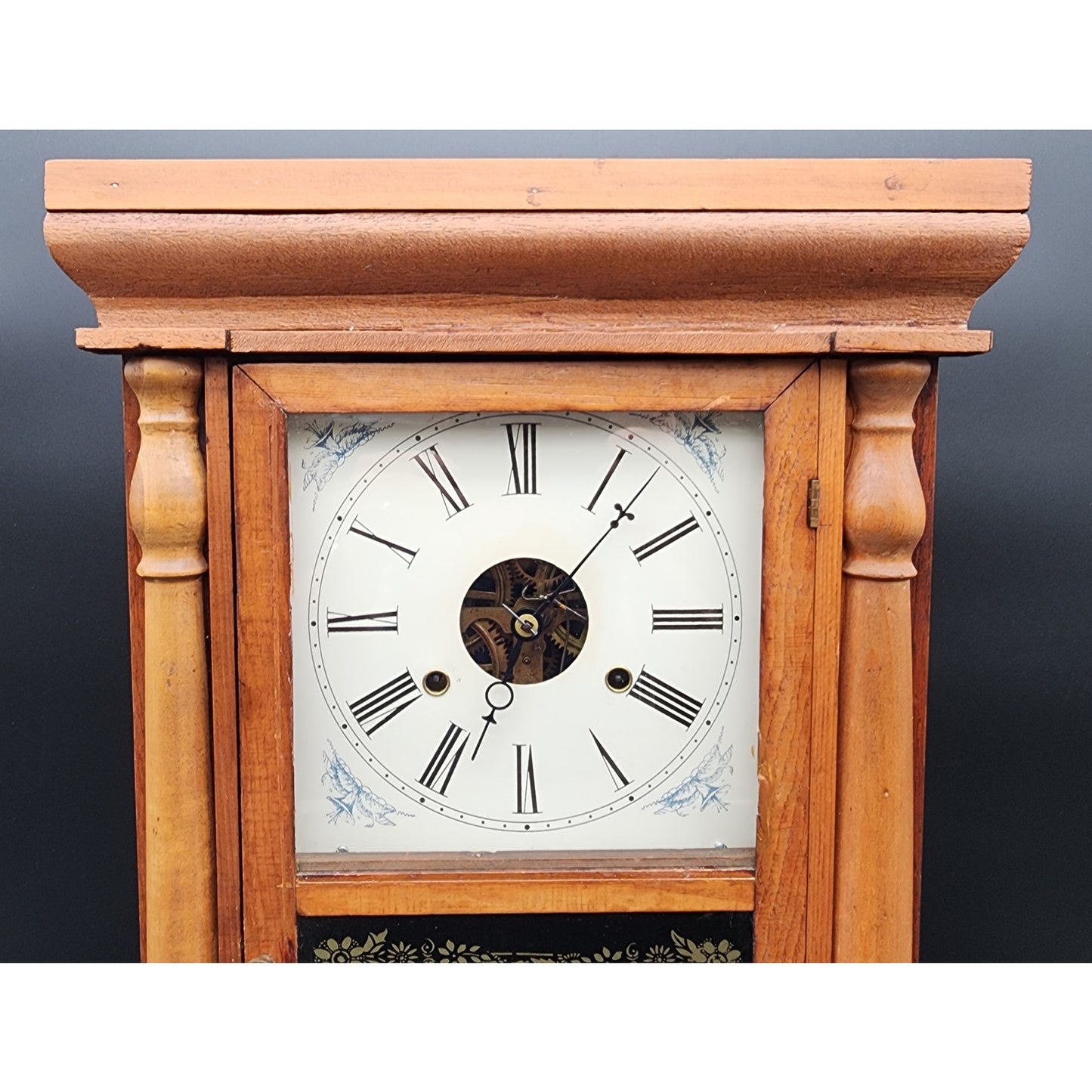 Antique Seth Thomas OG Clock w/ Andrew Jackson Glass, Key & Pendulum