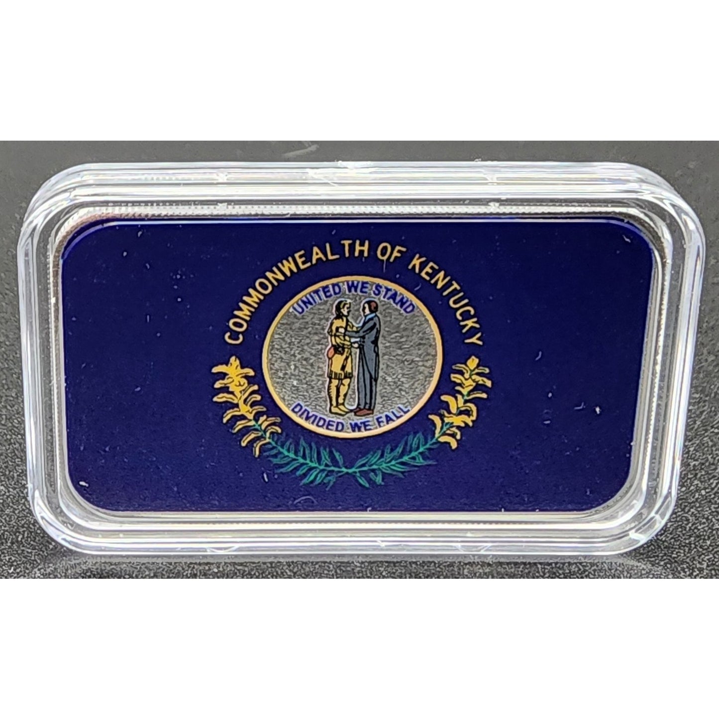 Kentucky Heritage Silver Set: 5oz Cumberland Gap, 1oz Flag Bar, Silver Quarter, $1 Bluegrass Coin