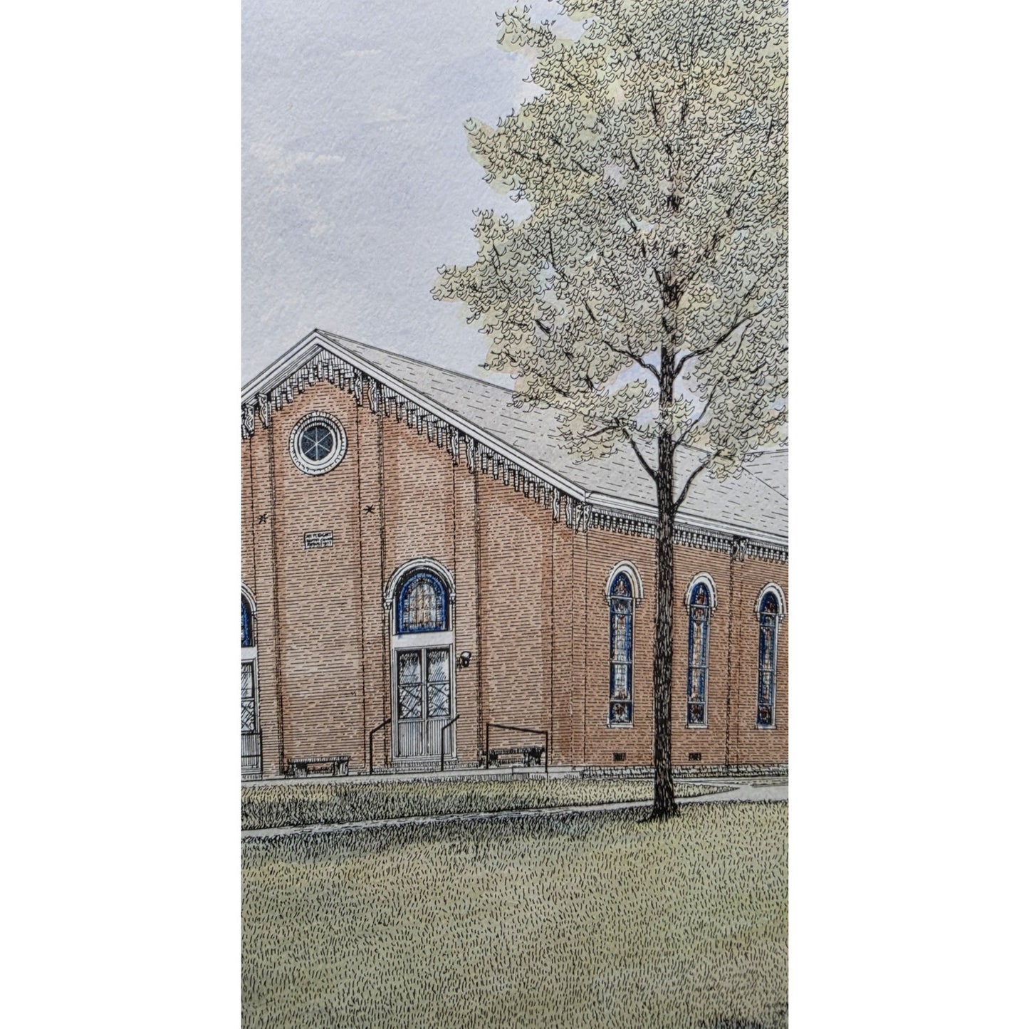 Howard Fain Signed Mt Pleasant Baptist Church 1801 Beautifully Framed Lithograph