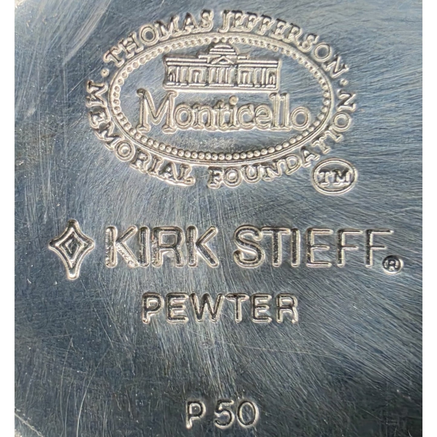 Vintage Kirk Stieff Pewter Monticello Thomas Jefferson Memorial Cup Tumbler P50