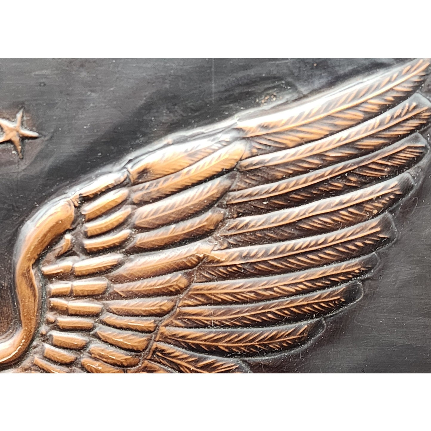 Vintage Embossed Copper Eagle Art 19x11 Patriotic Handmade Metal Wall Panel