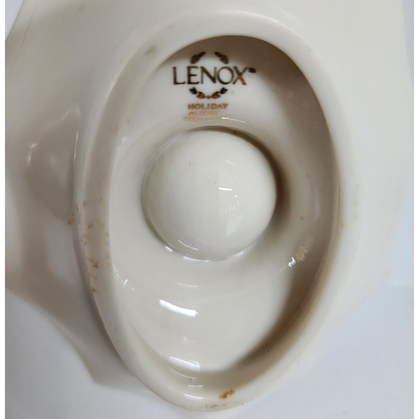 Lenox Holiday Candle Holder Ivory Porcelain 24K Gold Rim Holly Berry Design