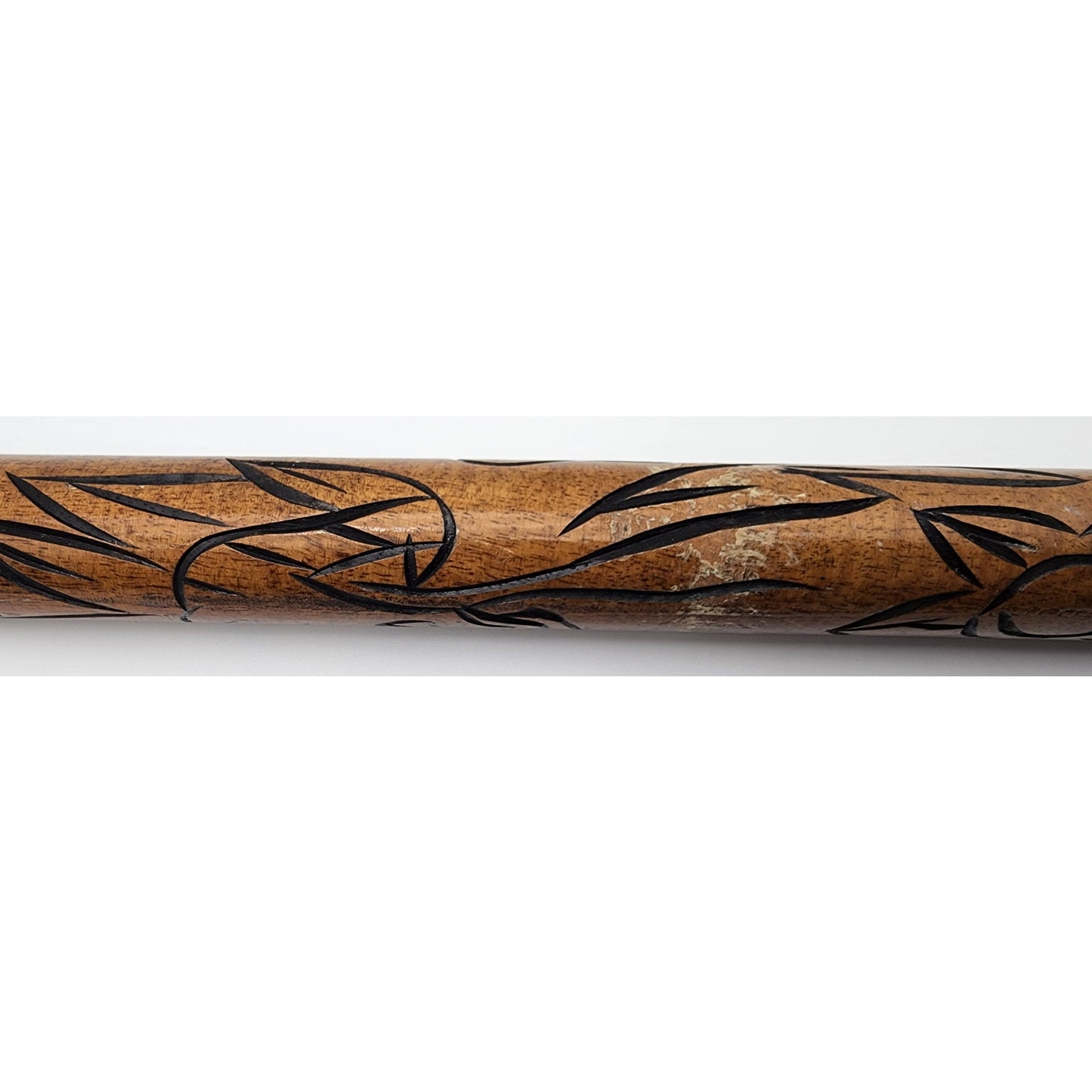 Vintage Hand Carved Wood Brass Cane w/ Hidden Pool Cue 33" - Rare