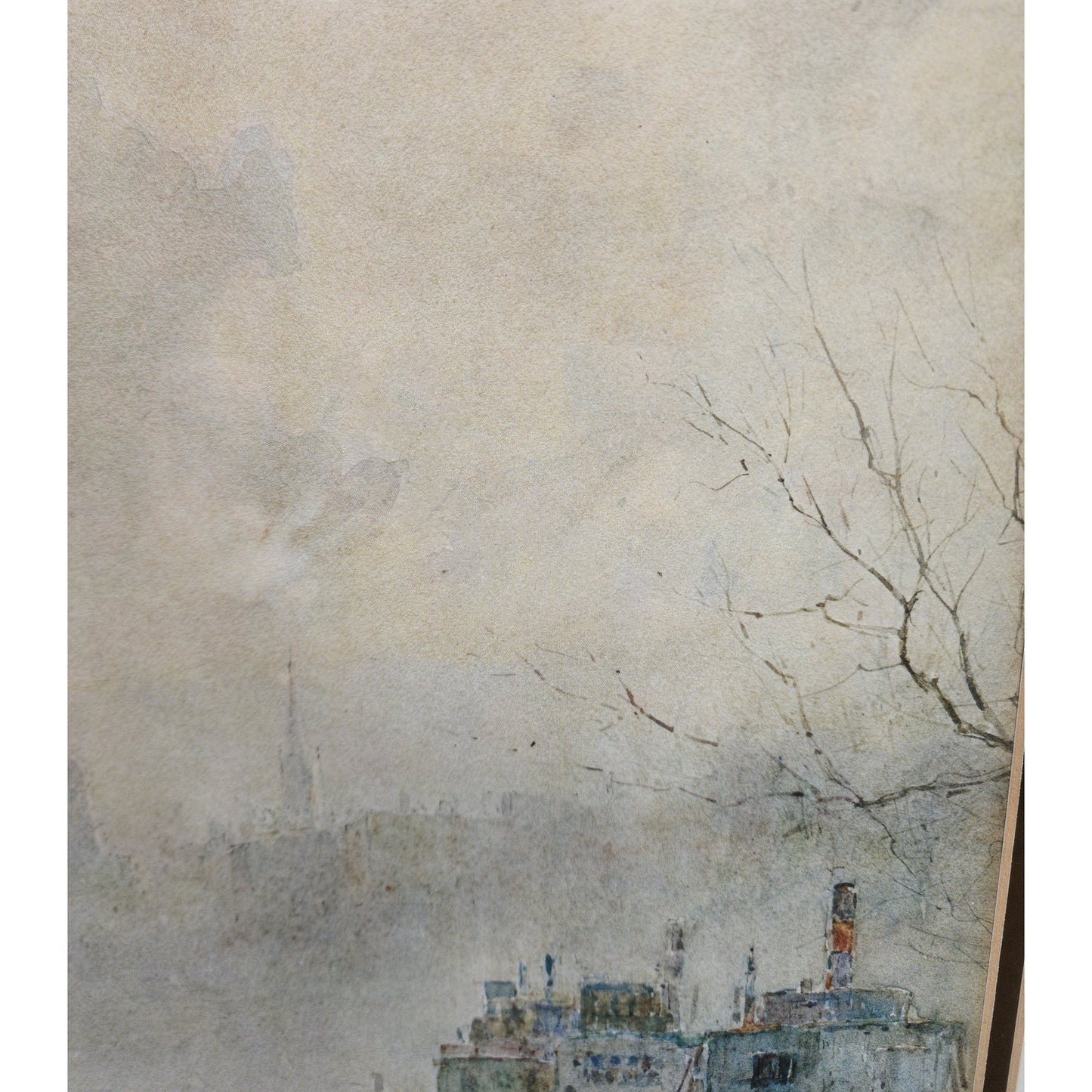 Paul Sawyier “Misty Evening” Lithograph Framed Gold Beveled Wood KY Art 1973 VTG