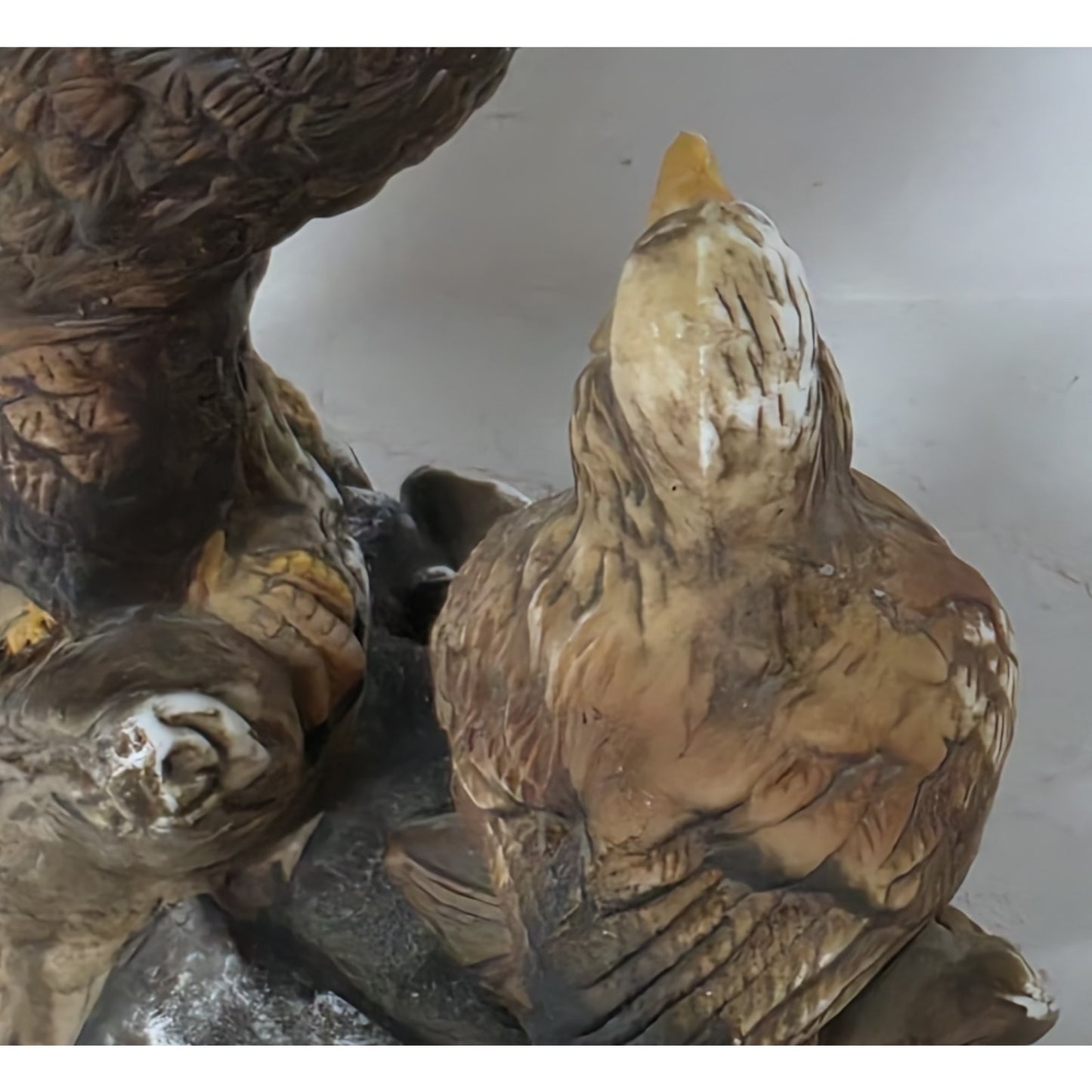 Vintage Taiwan Hand Painted Eagle & Fledgling Porcelain Figurine 8.5"