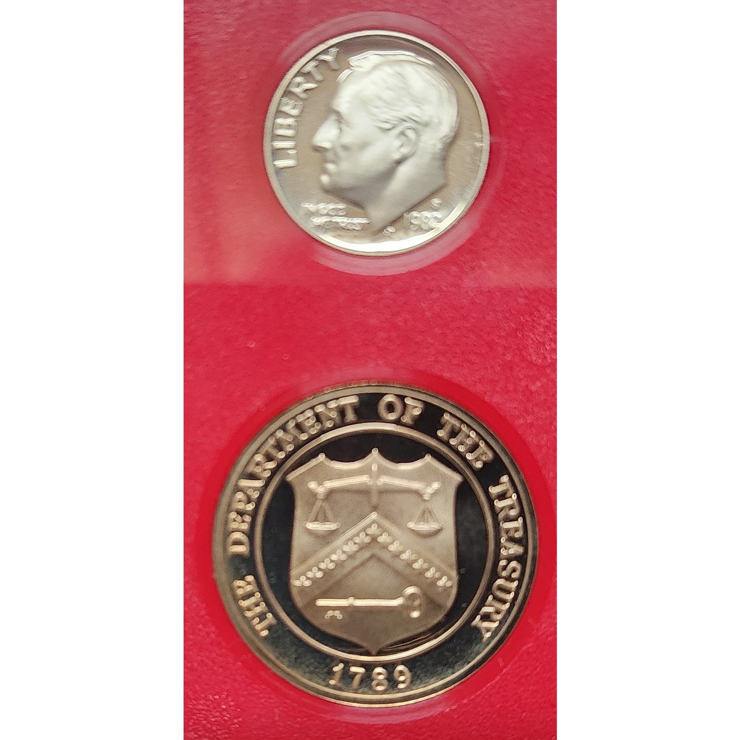 1982 U.S. Mint Proof Set 6 Coins + Treasury Token • Display Case • Original Pack