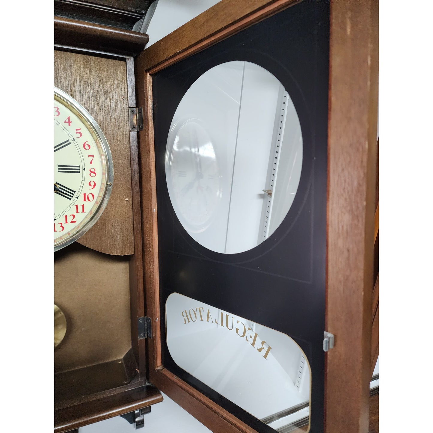 Vintage Elgin Regulator 31 Day Clock Wood Case Brass Pendulum Chimes w/ Key