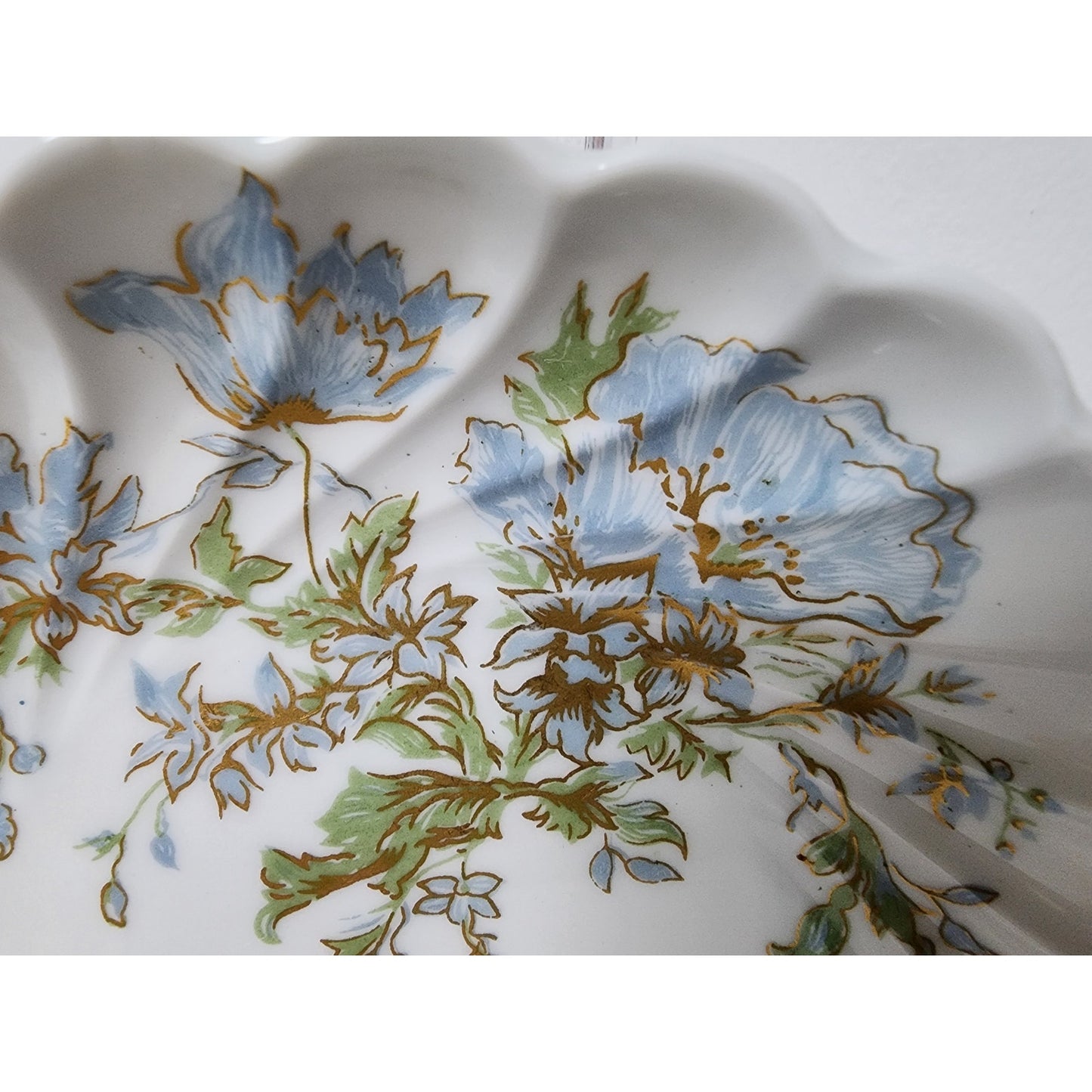 Haviland Limoges France 5" Porcelain Plate Blue Florals Gold Gilt Swirl Rim Vtg