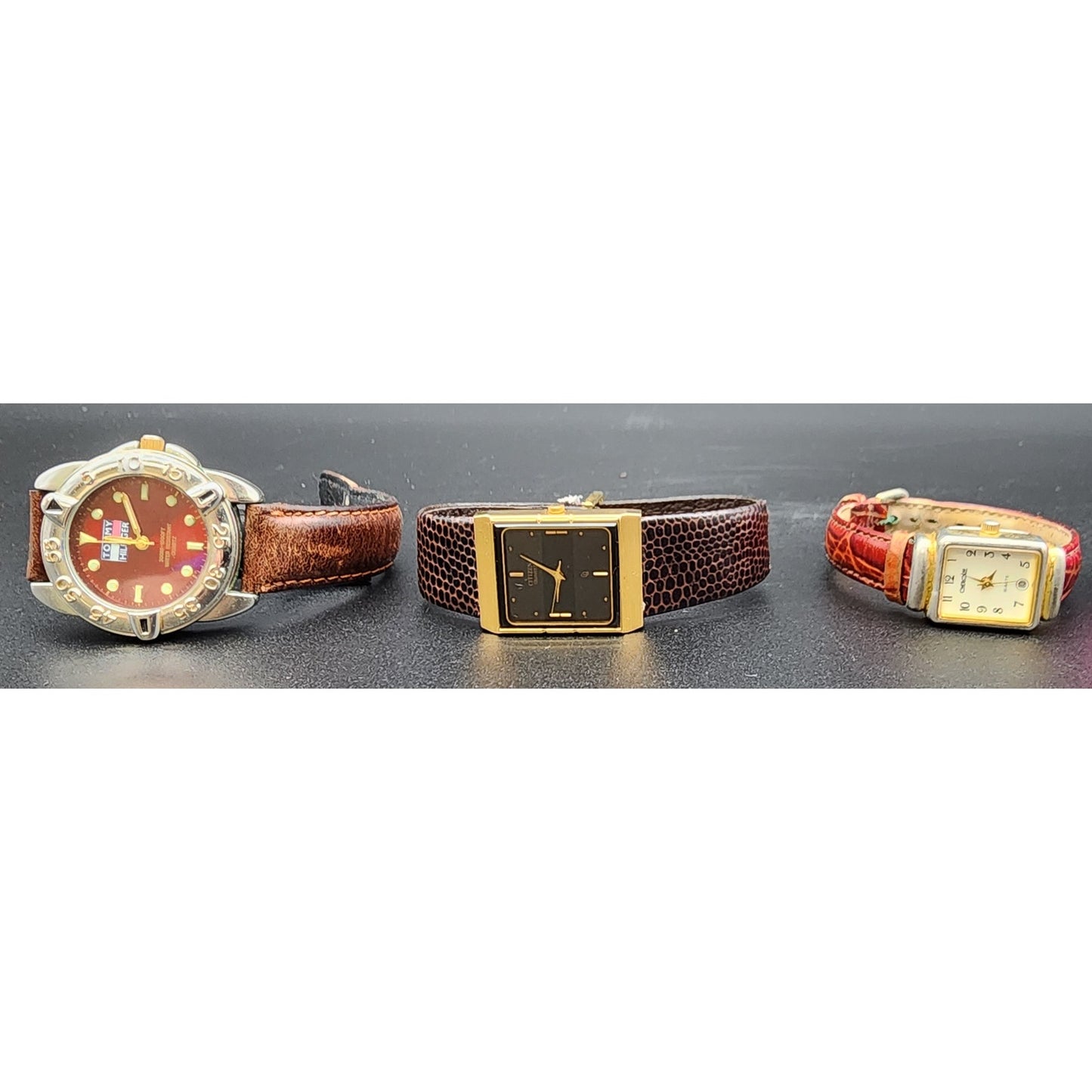 Vintage Watch Trio Lot—Tommy Hilfiger, Citizen, Cherokee—All Working, Needs Batteries