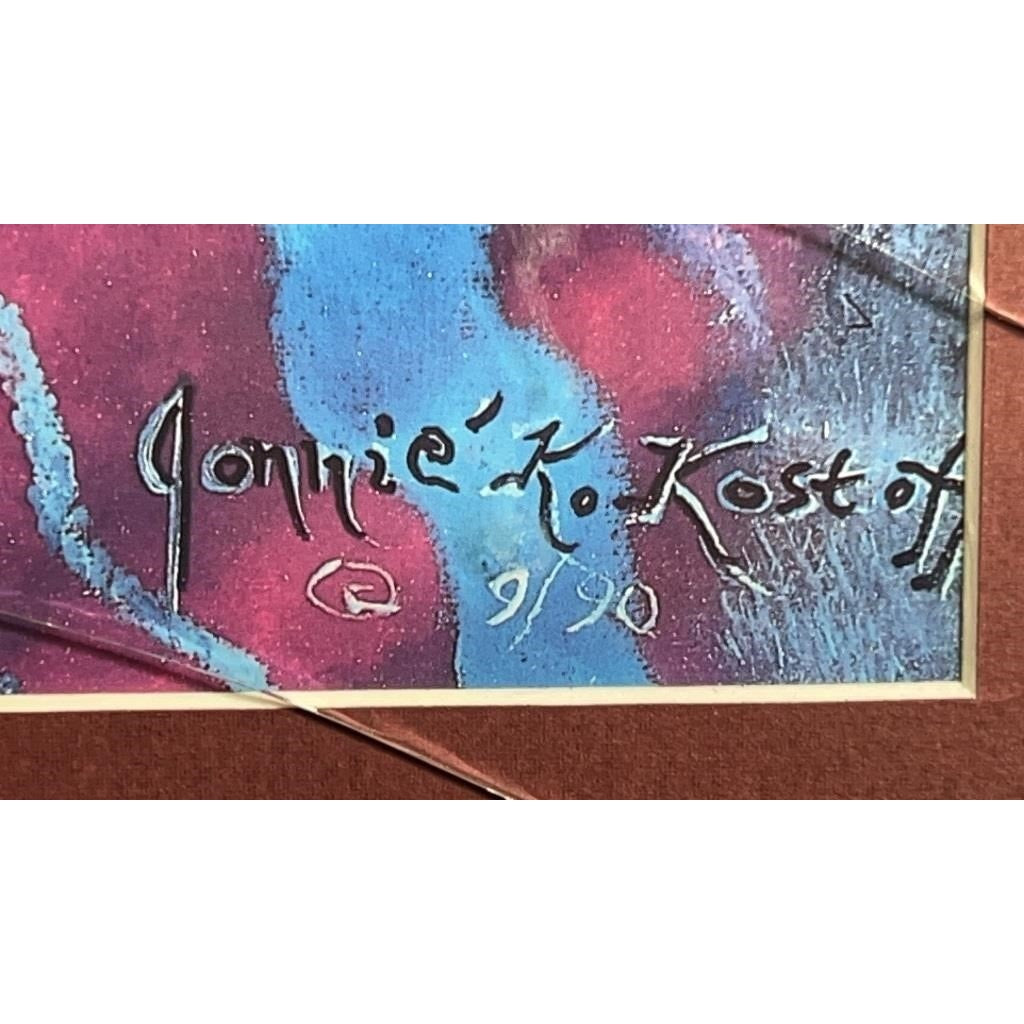 VTG Jonnie’ Ko Kostoff Signed Serigraph Native American Girl w/ Wolf Pup 1990