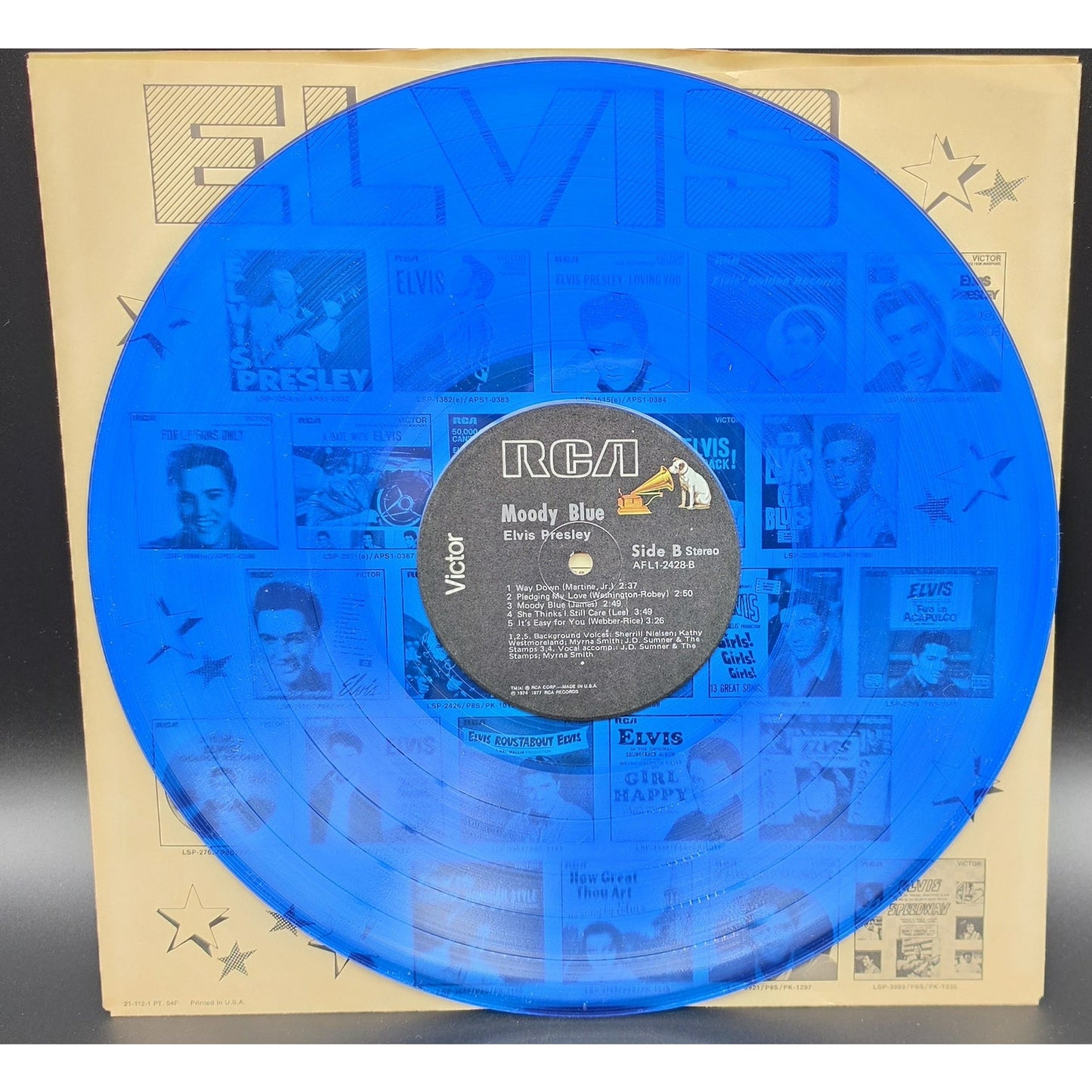 Elvis Presley “Moody Blue” 1977 RCA LP – Blue Vinyl NM, Jacket & Sleeve Good