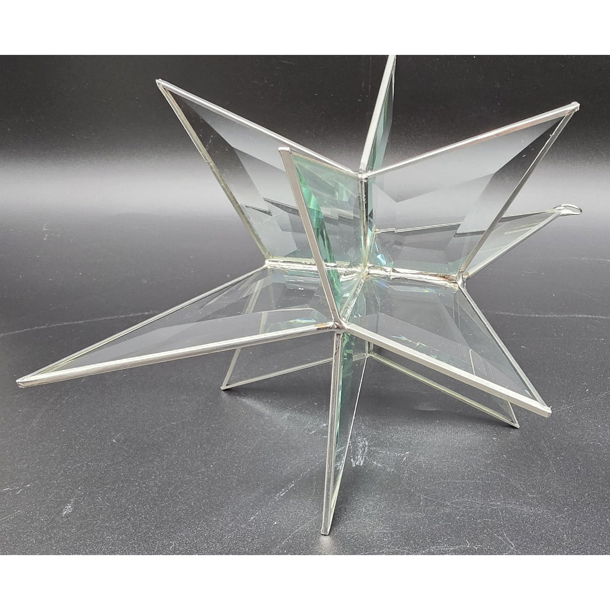 Vintage Artique Lexington Beveled Jade Glass 3D Moravian Star Suncatcher Boxed