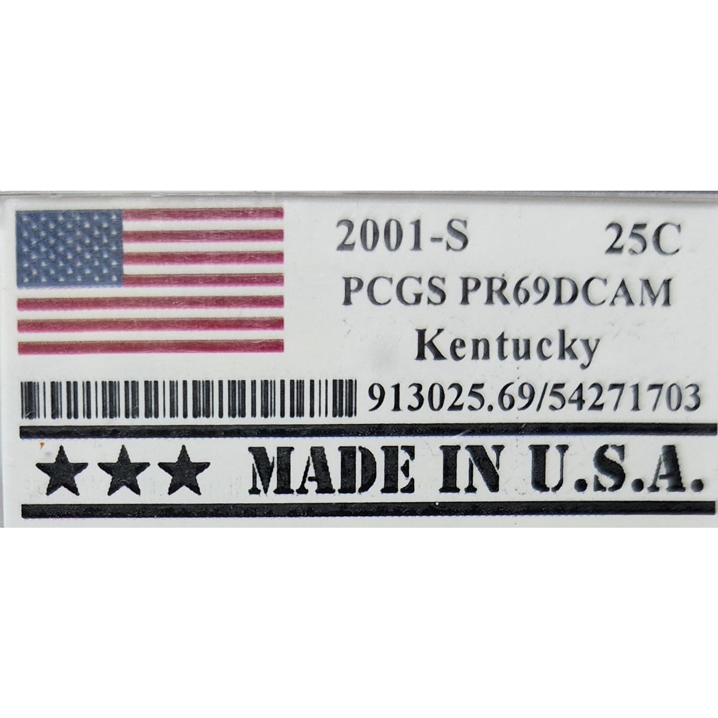 Kentucky 2001 PCGS PR69 Quarter w/ 4x6 KY Desk Flag & Stand Collectible Set
